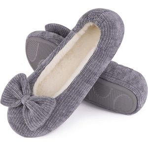 Elegant Gray Women's Slippers with Bow